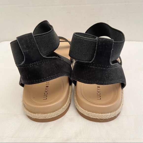 Lucky Brand Sandals Dilane Black Strappy Ankle Nubuck/ Elastic  Women's … - Picture 7 of 12